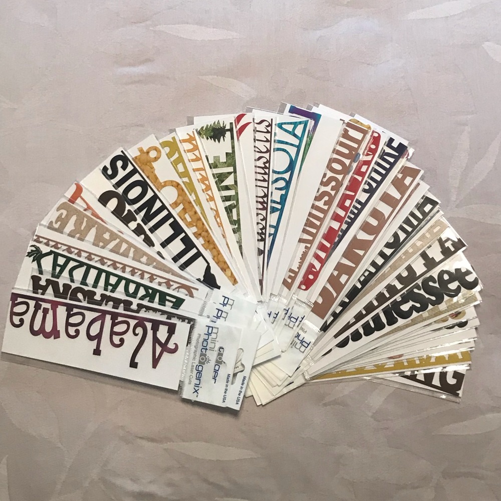 Lot of 37 Different U.S. State Scrapbook Stickers